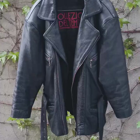 Retro Biker Jacket| Vintage Collezione Black Moto Jacket Unisex| Rock n Rool Street style Womens Leather Coat