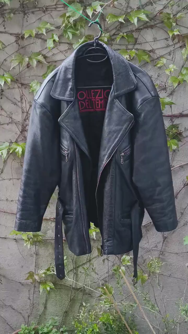 Retro Biker Jacket| Vintage Collezione Black Moto Jacket Unisex| Rock n Rool Street style Womens Leather Coat