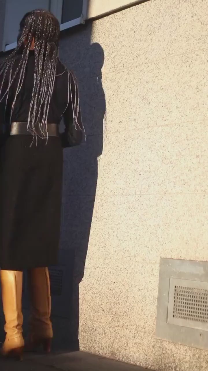 Vintage black textured Skirt Ladylike Chic Knee length skirt