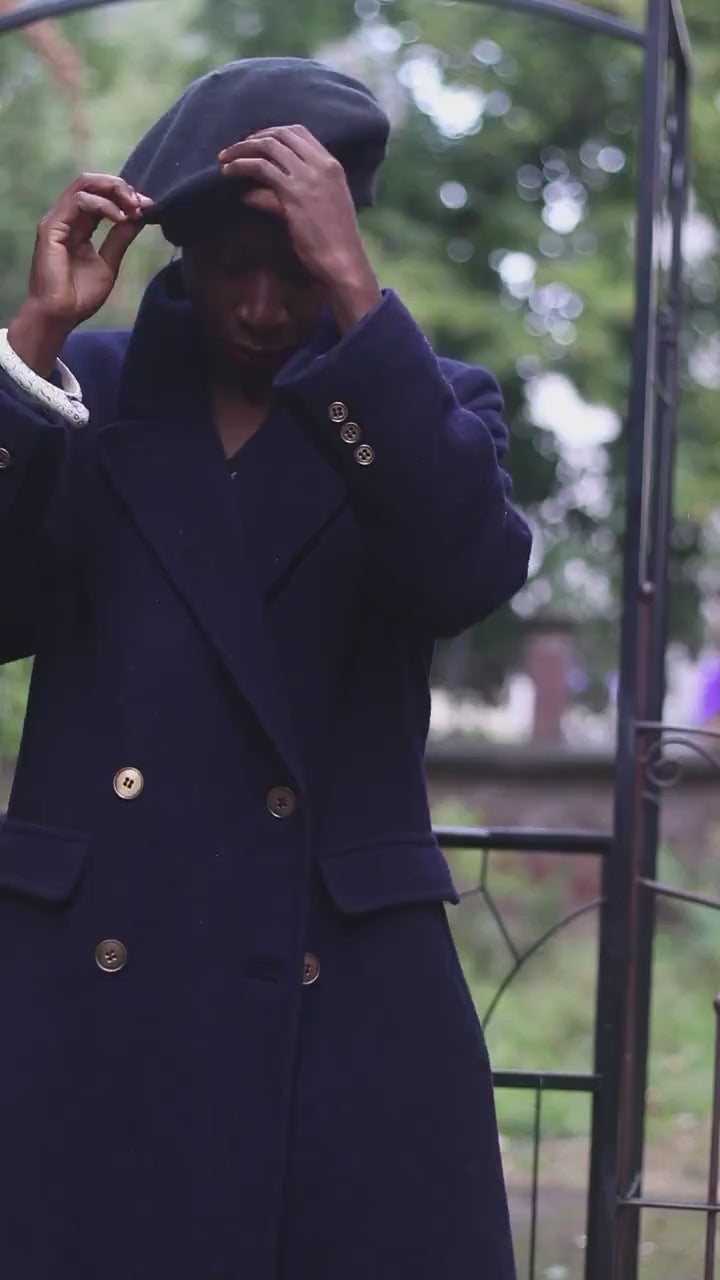 Fleurette of California Cashmere Coat | 70s Classic Double breasted blue winter coat