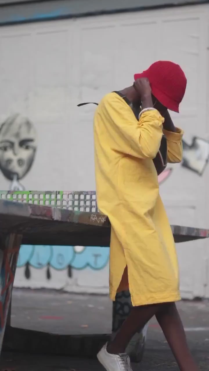Vintage Bold Yellow Dress  with slits at the hemline 90s Summer Dress