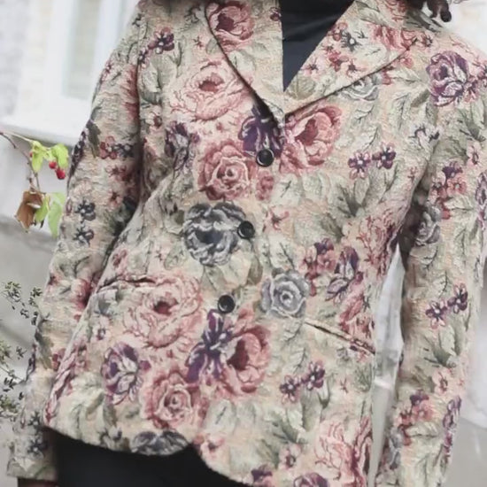 Vintage BiBA Floral Blazer Jacket | Textured Tapestry Style | Tailored Fit