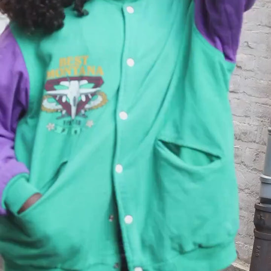 Vintage Varsity Jacket Best Montana Oversized Bomber 90s Colorblock Retro Pilot