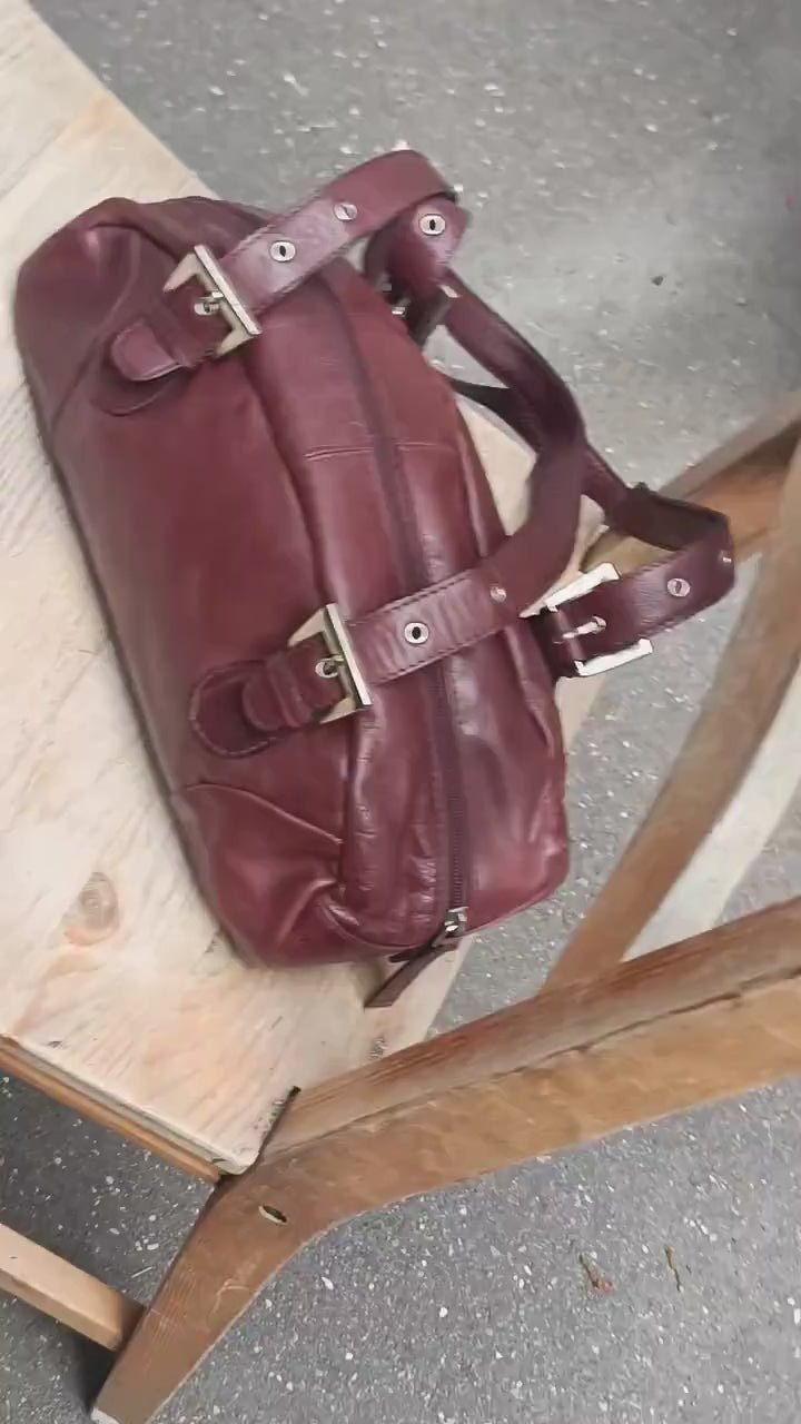 Vintage Brown Leather Handbag | Y2k Classic Soft Leather Purse | Structured Retro Shoulder Bag | Retro Satchel | Minimalist Tote