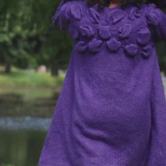 Y2K Floral Mohair Cardigan: Tie Front Knit Sweater (S–M)