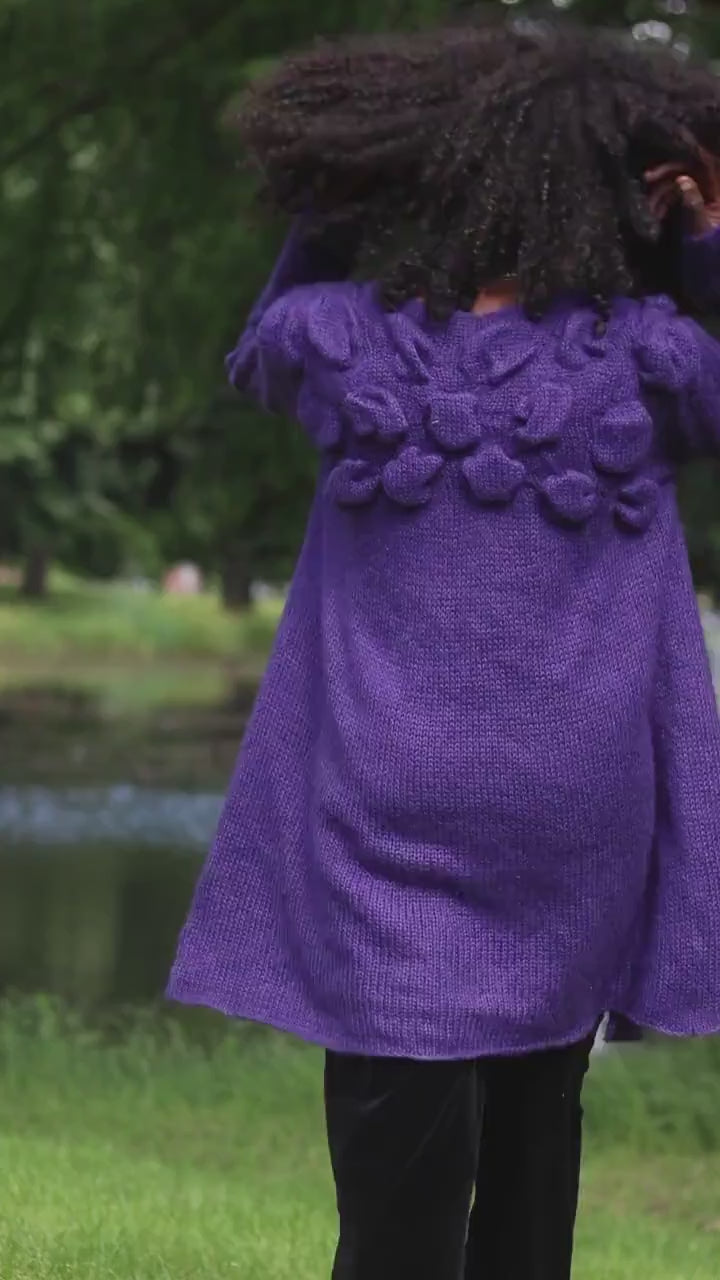 Y2K Floral Mohair Cardigan: Tie Front Knit Sweater (S–M)