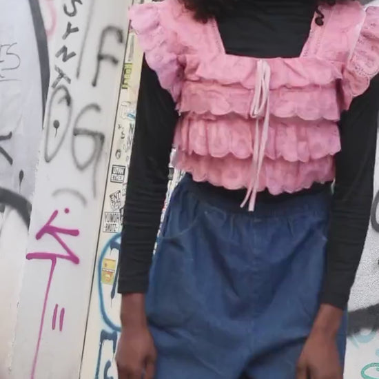 Vintage Pink Lace Ruffle Top| Coquette Layering Cami Pastel Romantic S