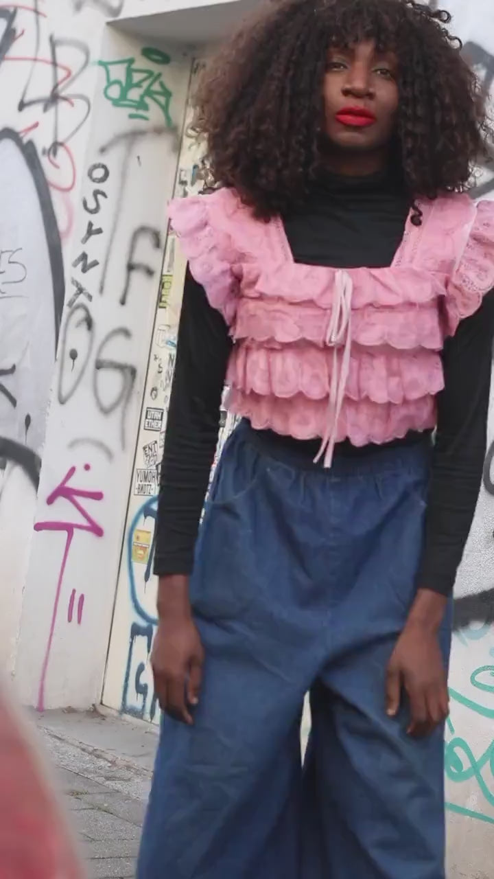 Vintage Pink Lace Ruffle Top| Coquette Layering Cami Pastel Romantic S