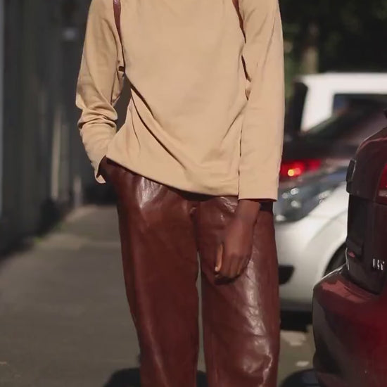 90s Genel London Vintage Leather Pants: Tapered Suede Trousers