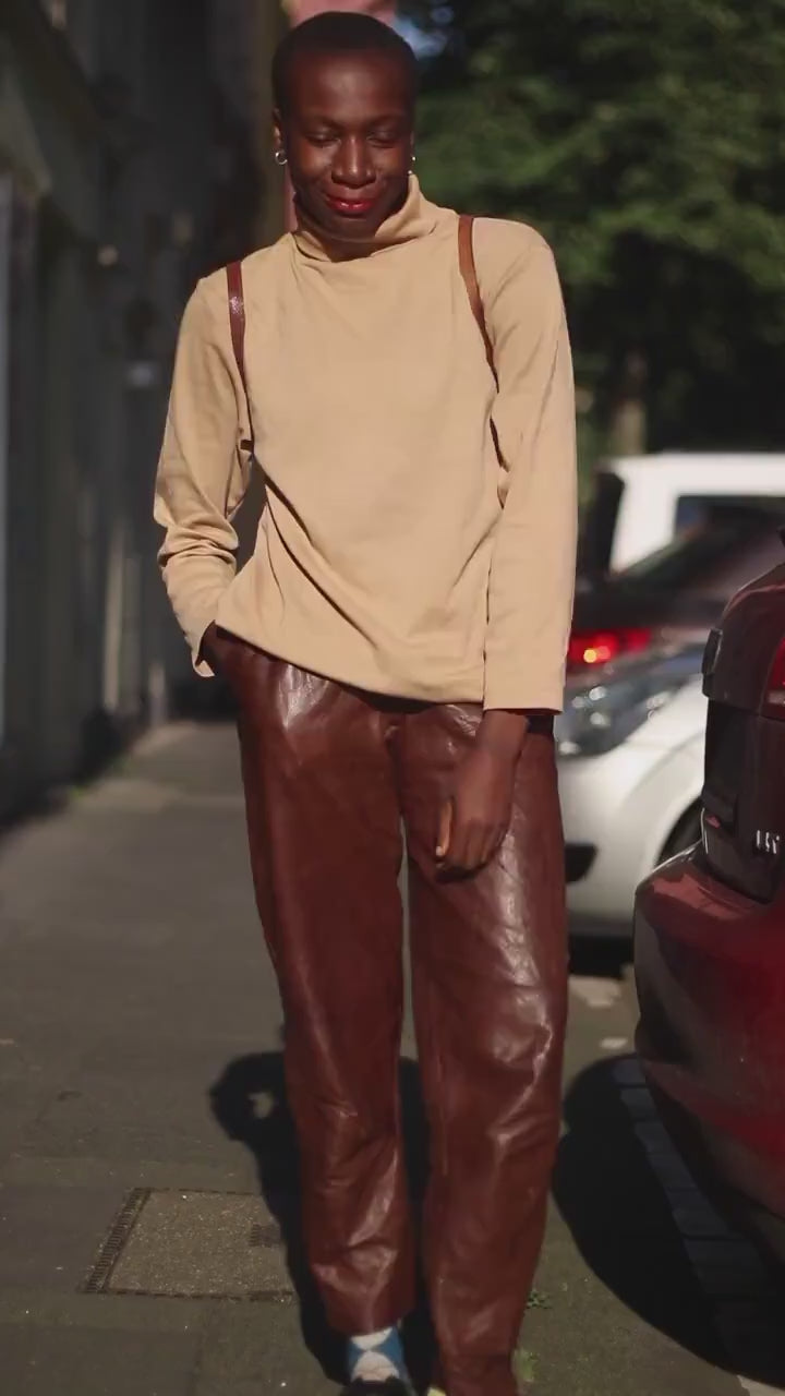 90s Genel London Vintage Leather Pants: Tapered Suede Trousers