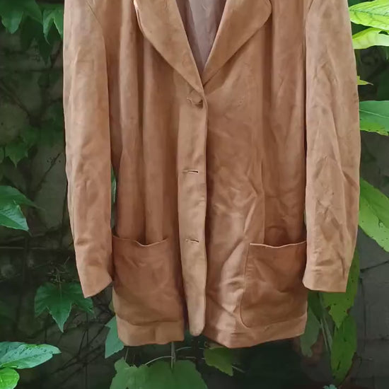 Vintage Suede Jacket, 90s Leather Blazer, Oversized Suede Coat, Unisex
