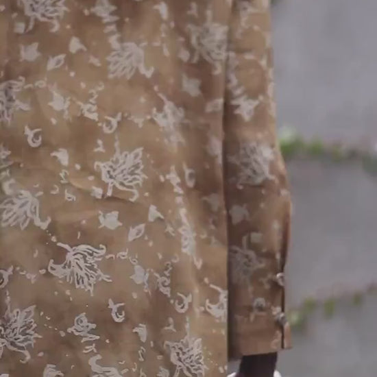 Vintage Floral Print Blouse| 90s oversized buttoned down design in brown |  Maximalist Summer Shirt