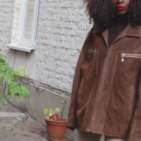 Vintage Brown Pig Suede Jacket Oversized | 90s Unisex Suede Leather Coat