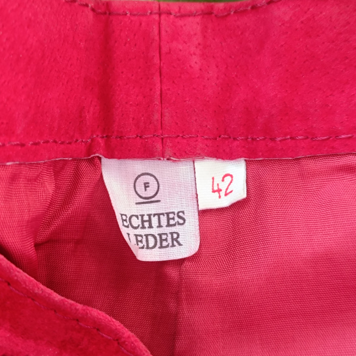 Vintage Suede Trousers - 90s Minimalist Red High Waist Straight Leg XS-S