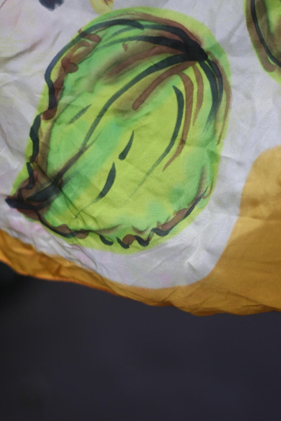 Vintage 1970s Hand-Painted Sunflower Silk Scarf - Yellow Boho Head Wrap