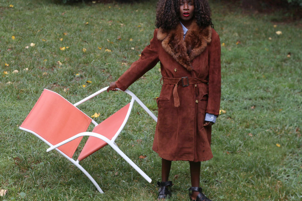 Vintage 70s Wild 'N' Woolly Sheepskin Coat | Rust Suede Penny Lane