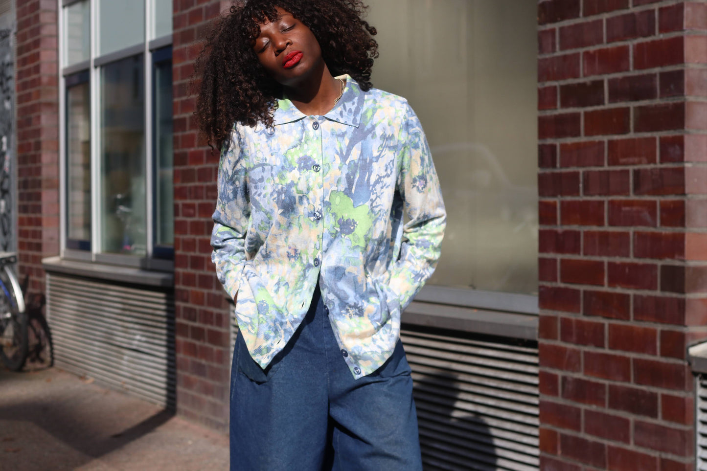 The Vintage Impressionist Watercolor Knit Cardigan