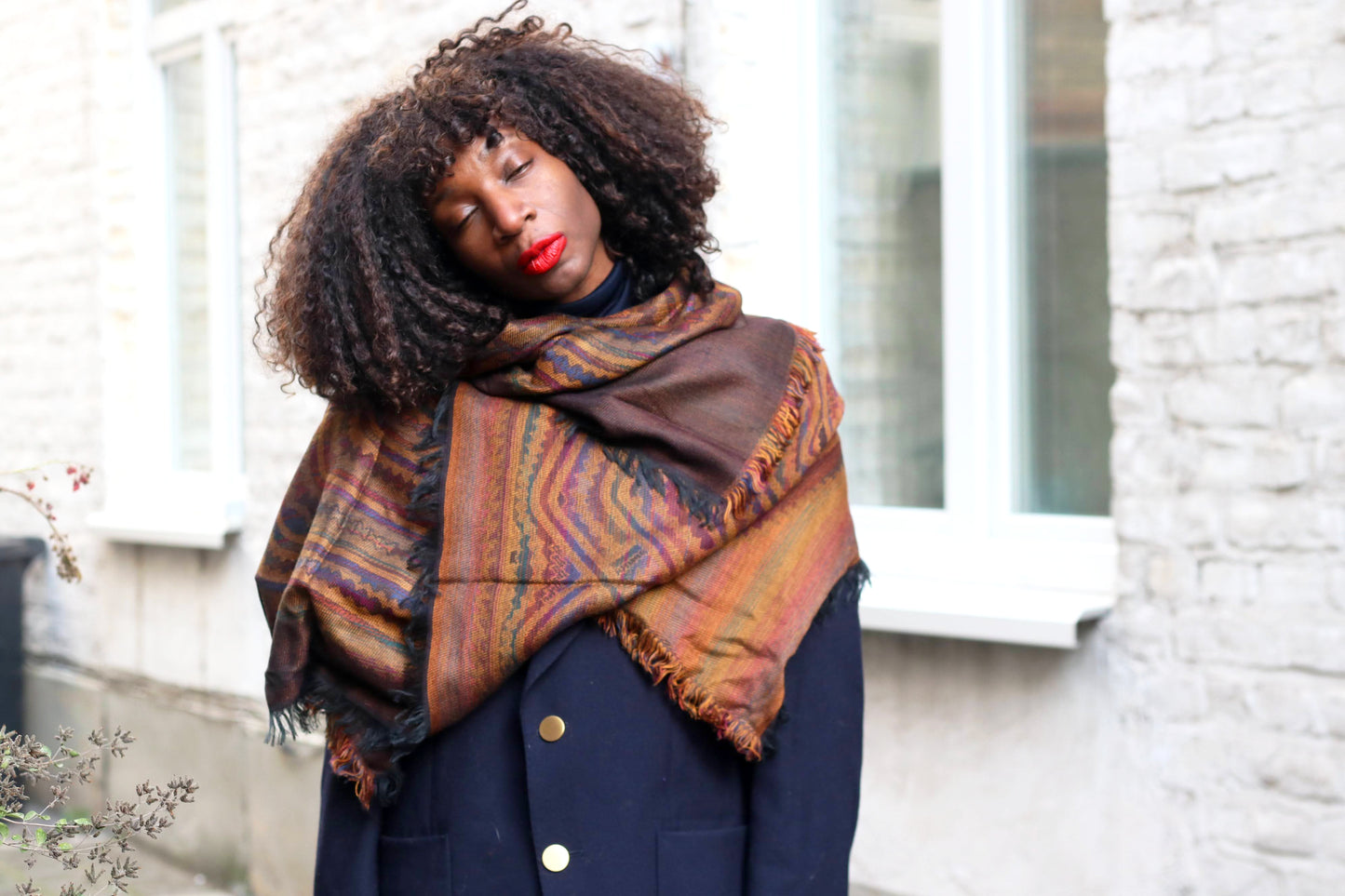 The Artisan Geometric Vintage Wrap in Copper & Plum
