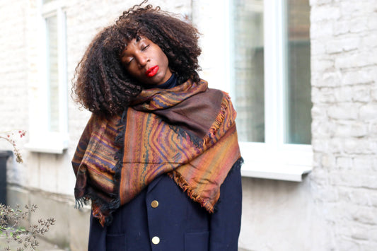 The Artisan Geometric Vintage Wrap in Copper & Plum