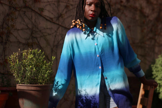 Vintage '90s Ombre Blue Blouse Size S