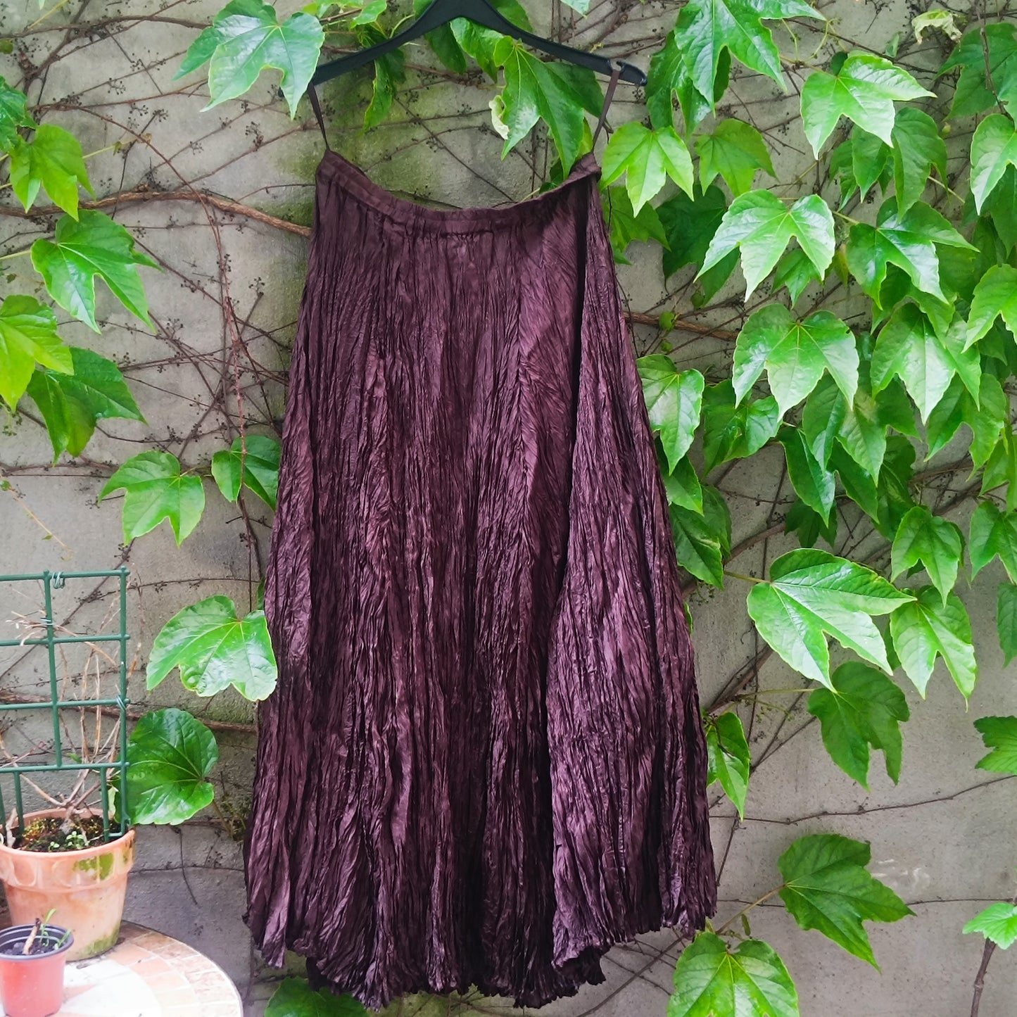 Vintage Cable Car Clothiers 100% Silk Crinkle Maxi Skirt