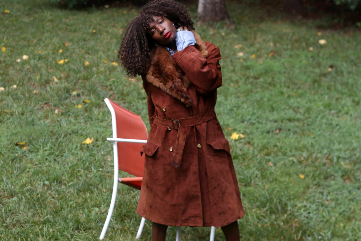 Vintage 70s Wild 'N' Woolly Sheepskin Coat | Rust Suede Penny Lane