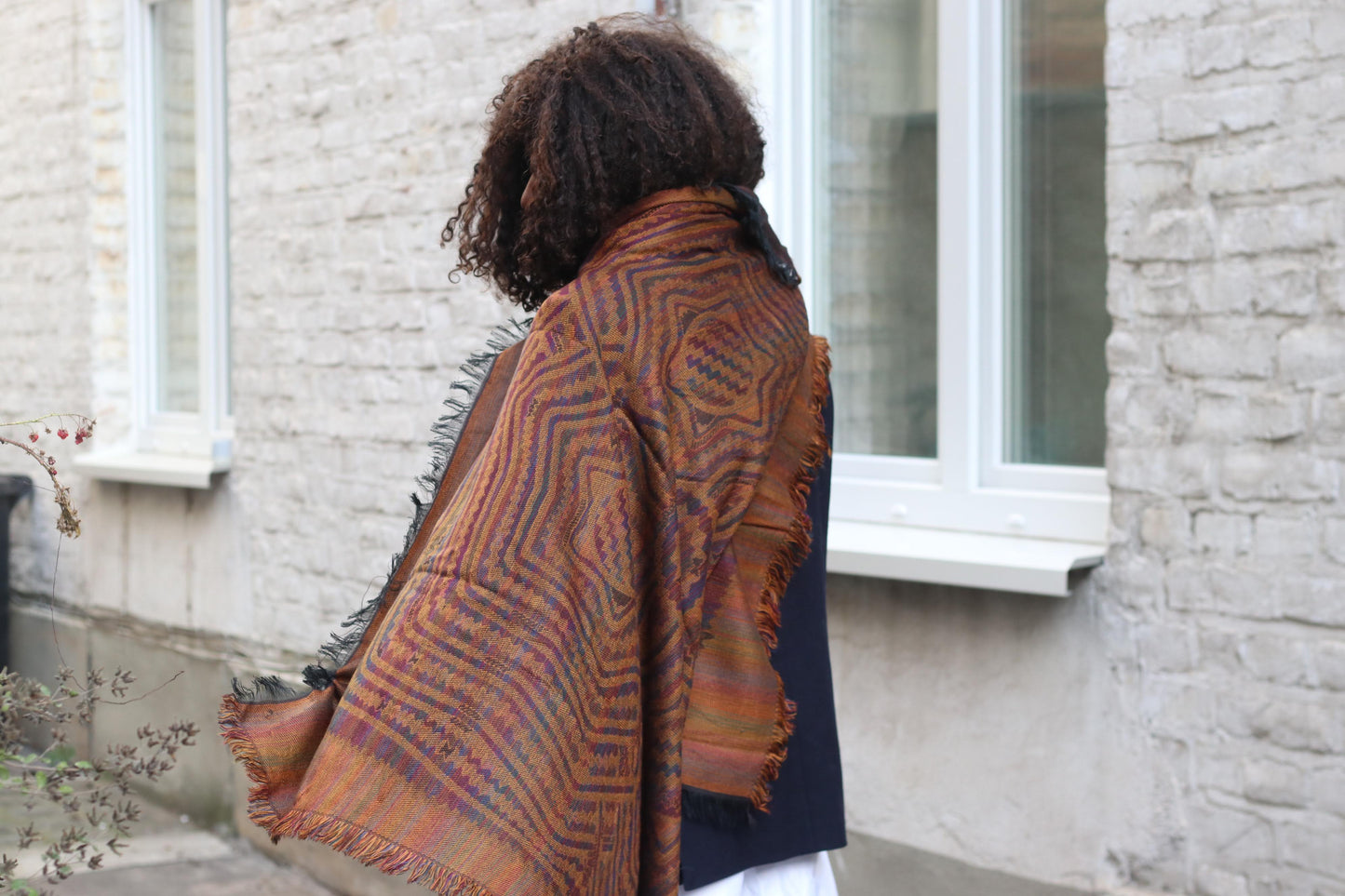 The Artisan Geometric Vintage Wrap in Copper & Plum