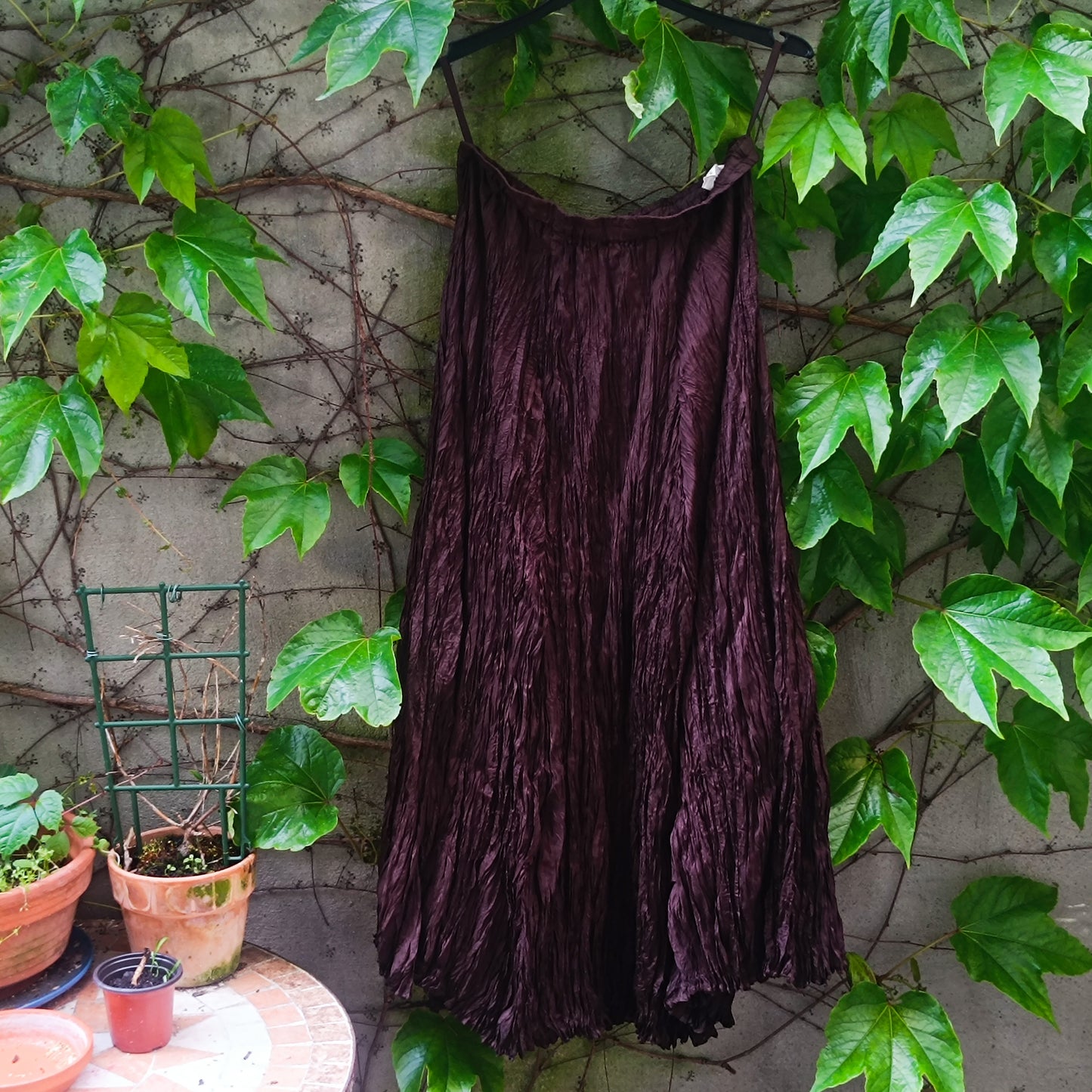 Vintage Cable Car Clothiers 100% Silk Crinkle Maxi Skirt