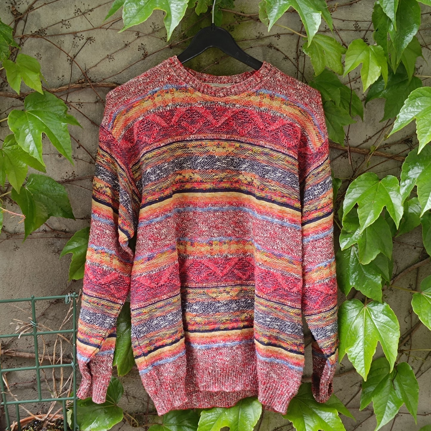 Vintage 90's Suspense Italian Geometric Knit Sweater - S-L