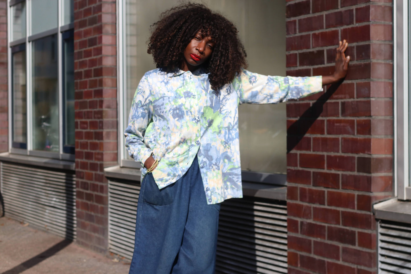 The Vintage Impressionist Watercolor Knit Cardigan