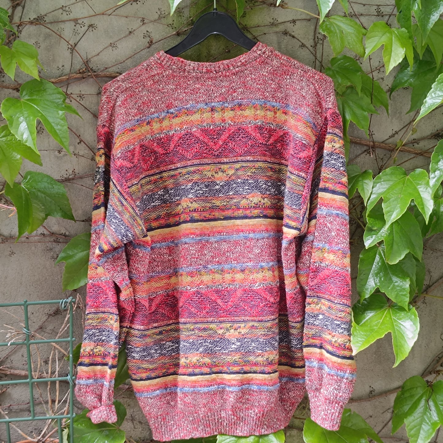 Vintage 90's Suspense Italian Geometric Knit Sweater - S-L