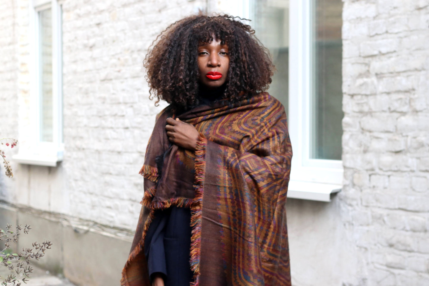 The Artisan Geometric Vintage Wrap in Copper & Plum