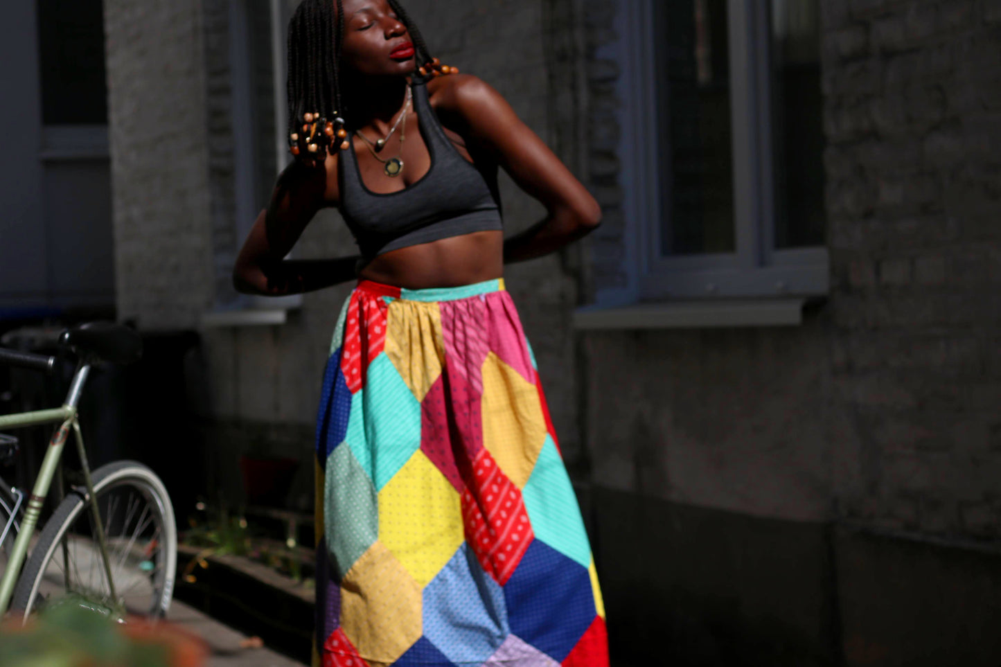 Vintage Patchwork Boho Skirt Size S