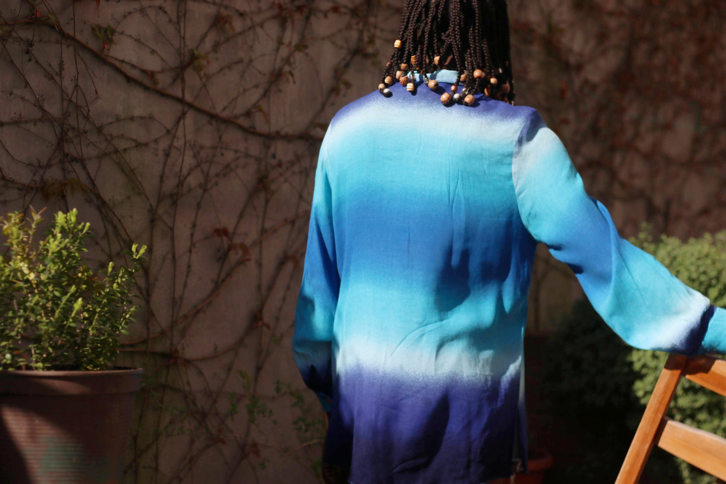 Vintage '90s Ombre Blue Blouse Size S