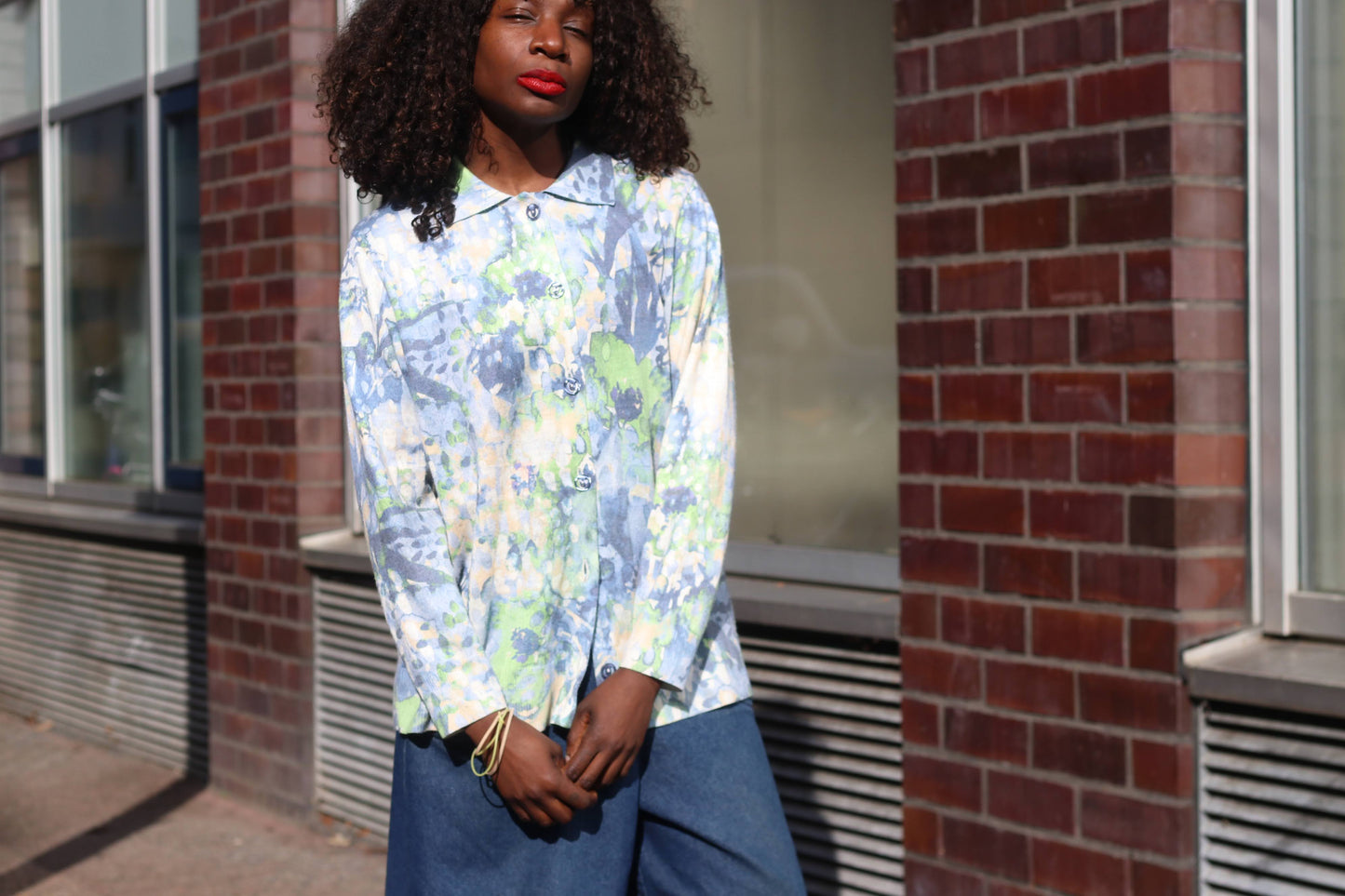 The Vintage Impressionist Watercolor Knit Cardigan