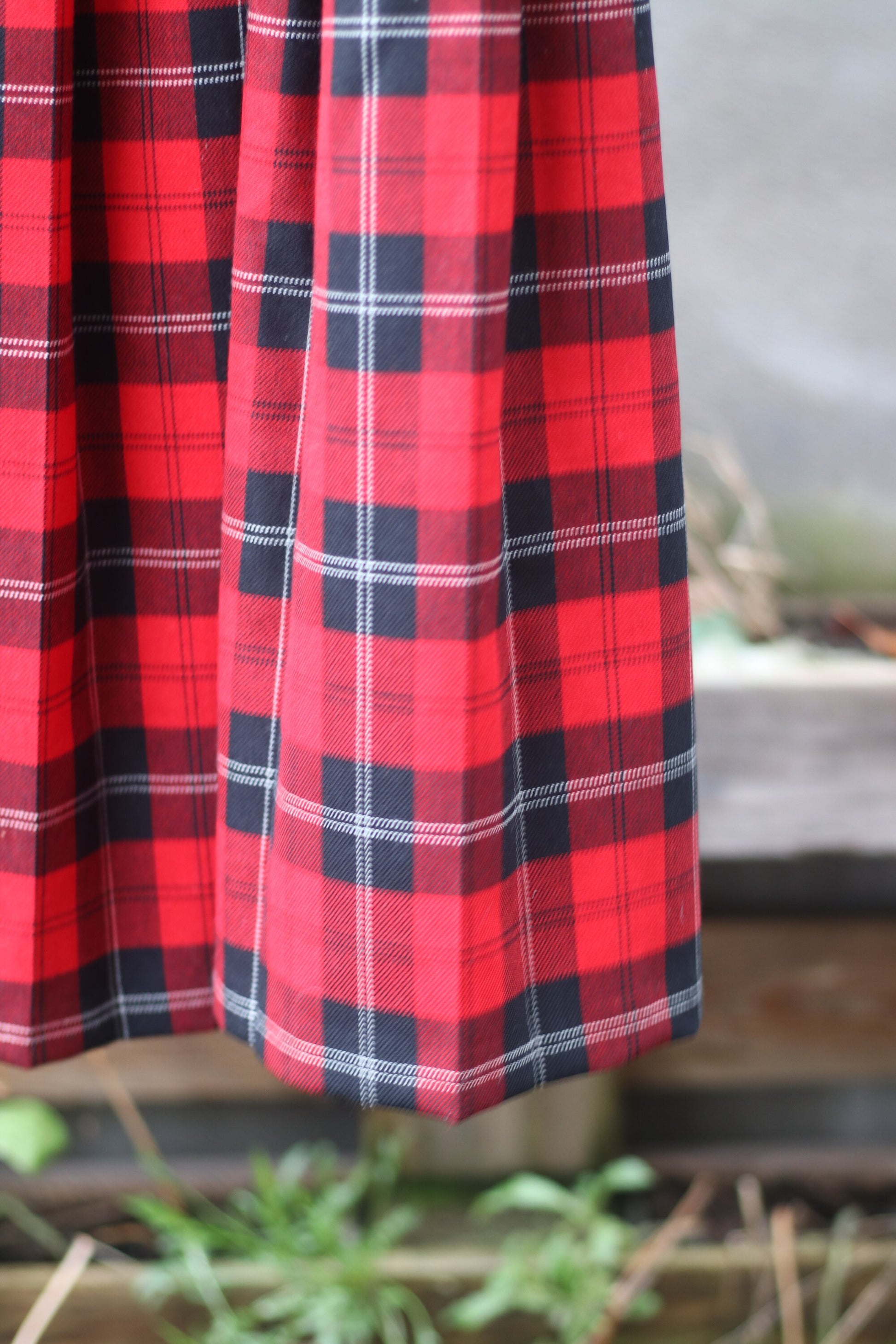 90s Pendleton Tartan Wool Skirt| Vintage Red and Black plaid skirt| Country chic preppy pleated skirt