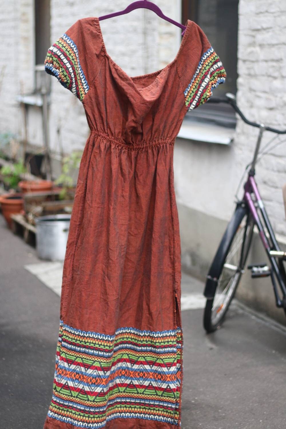 Vintage Boho Chic Maxi Summer Dress with statement embroidered details size S -M or Large