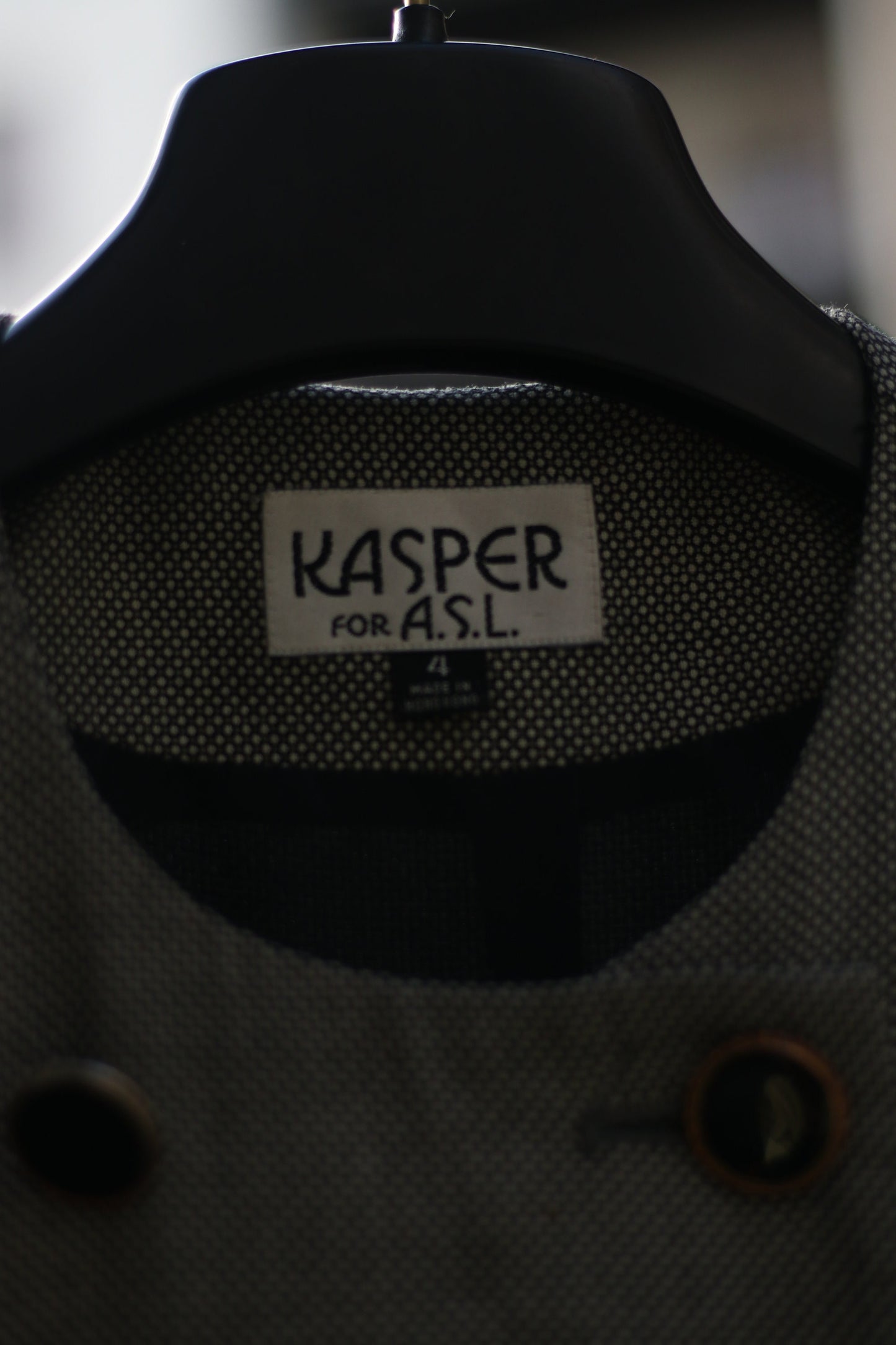 Vintage Kasper ASL Monochrome dress with tiered details. Office chic. Suit up
