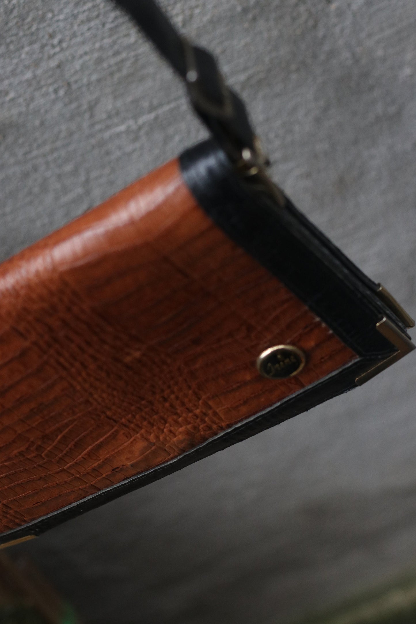Vintage 70s leather and exotic skin handbag