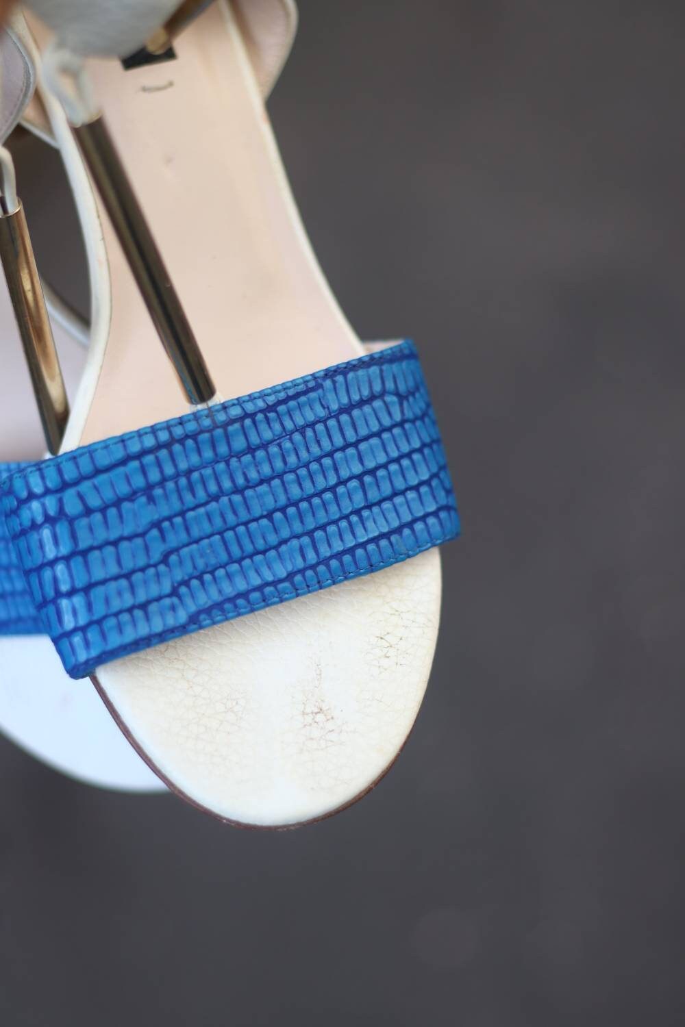 Vintage ESCADA faux leather blue and white Summer sandals size 37