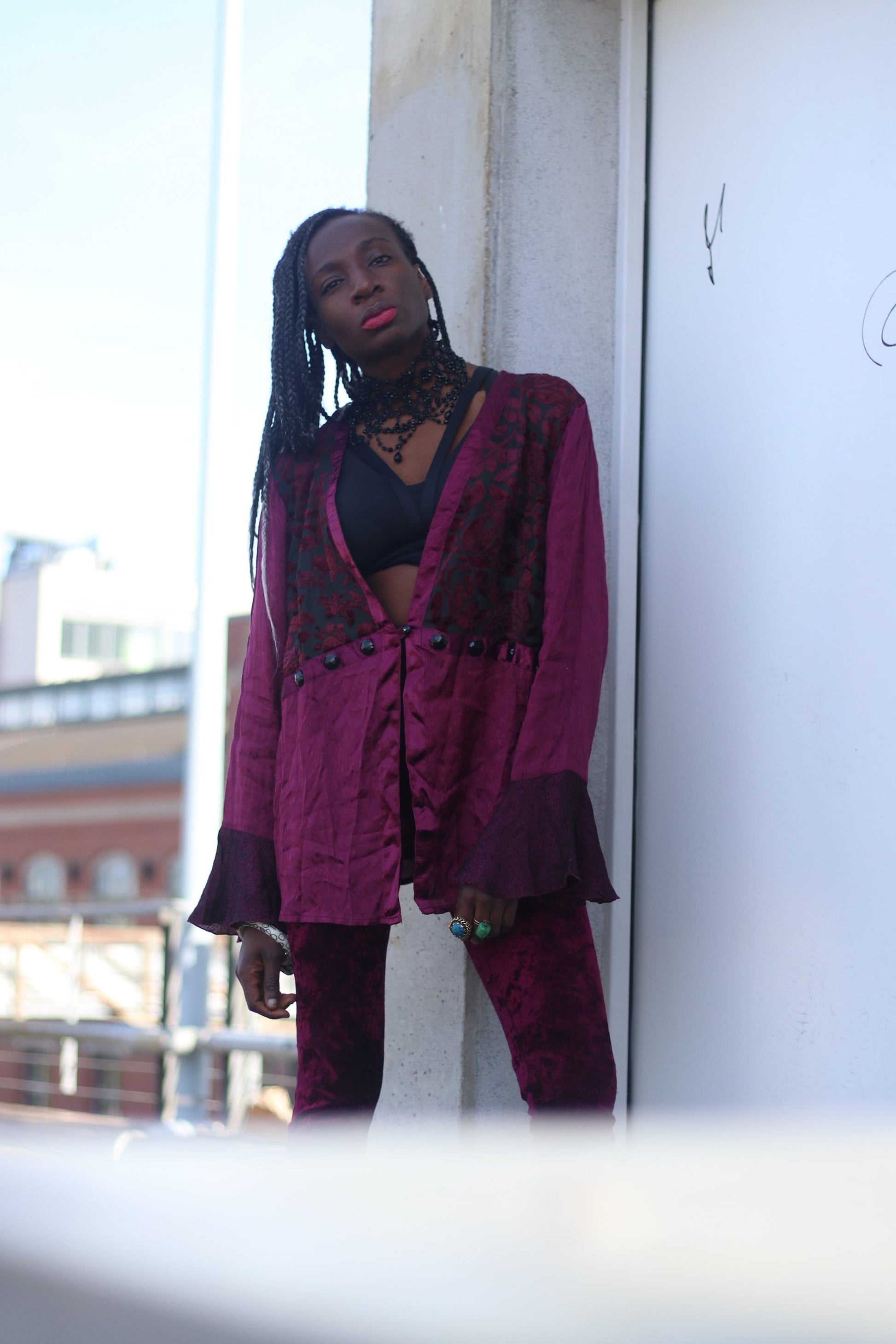Gothic inspired red blouse| Vintage 90s Seventh Avenue Embellished Top Made in India