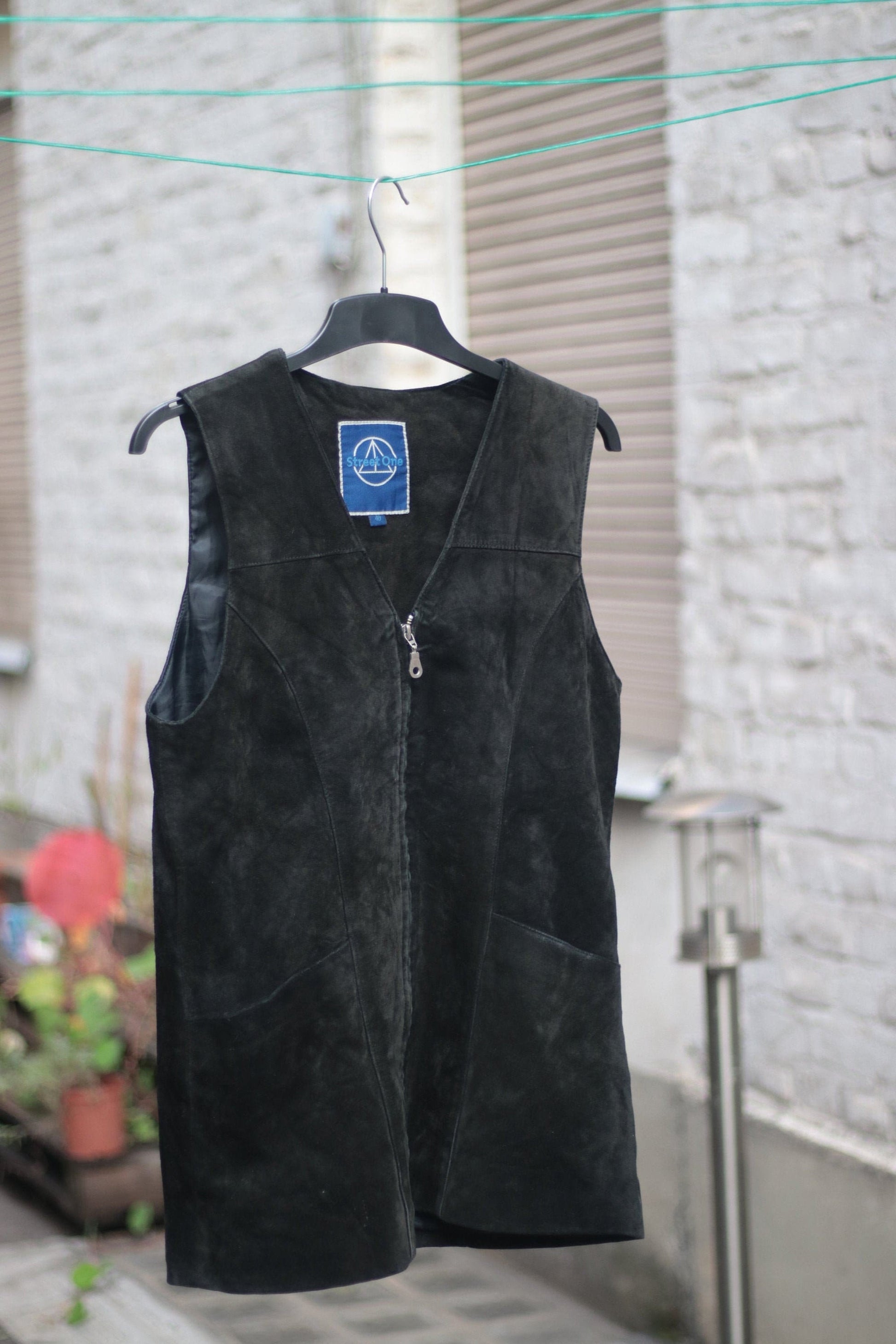 Vintage Street One 90s Suede Vest or Mini Dress in Black size