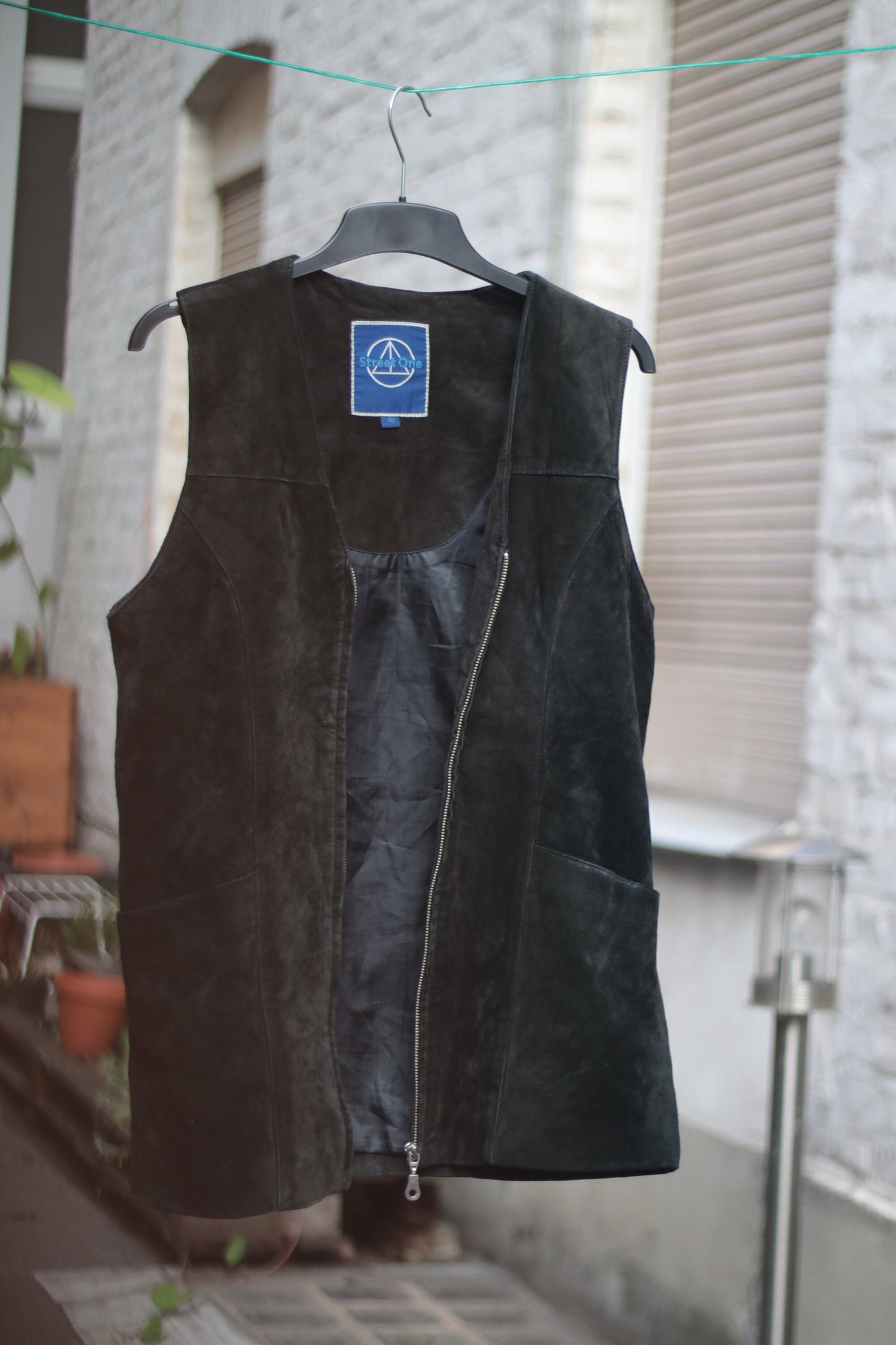 Vintage Street One 90s Suede Vest or Mini Dress in Black size