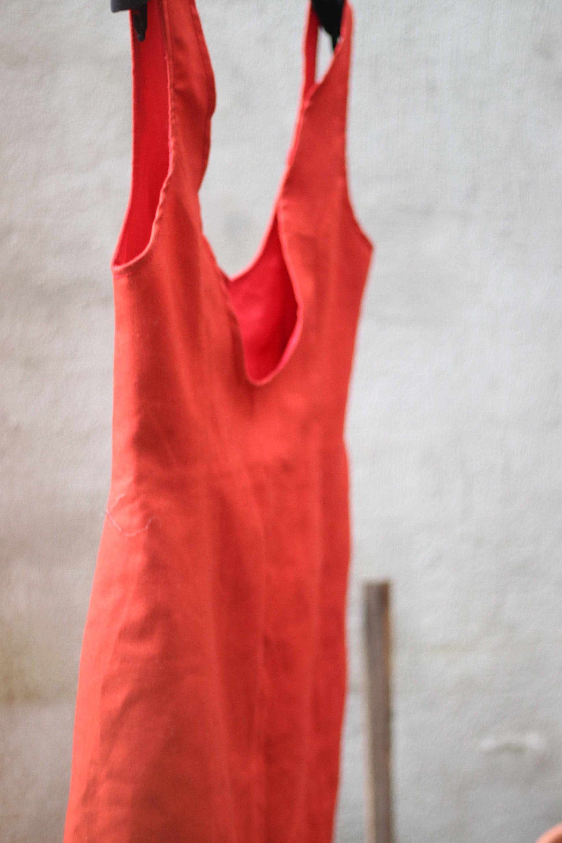 Handmade sleeveless Dress in rust.Vintage Classic Silhouette for Summer chic. Minimalistic 70s design
