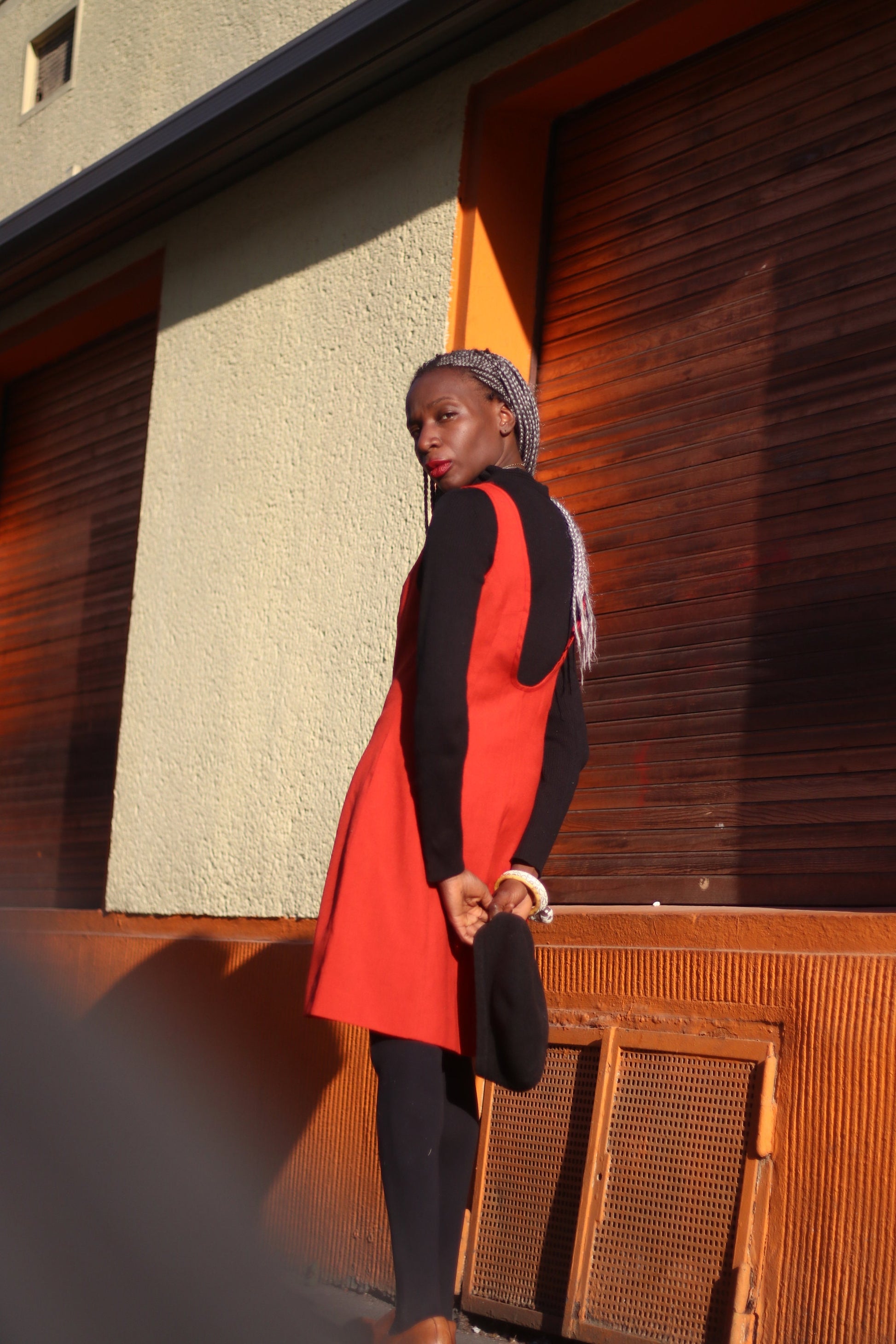 Handmade sleeveless Dress in rust.Vintage Classic Silhouette for Summer chic. Minimalistic 70s design