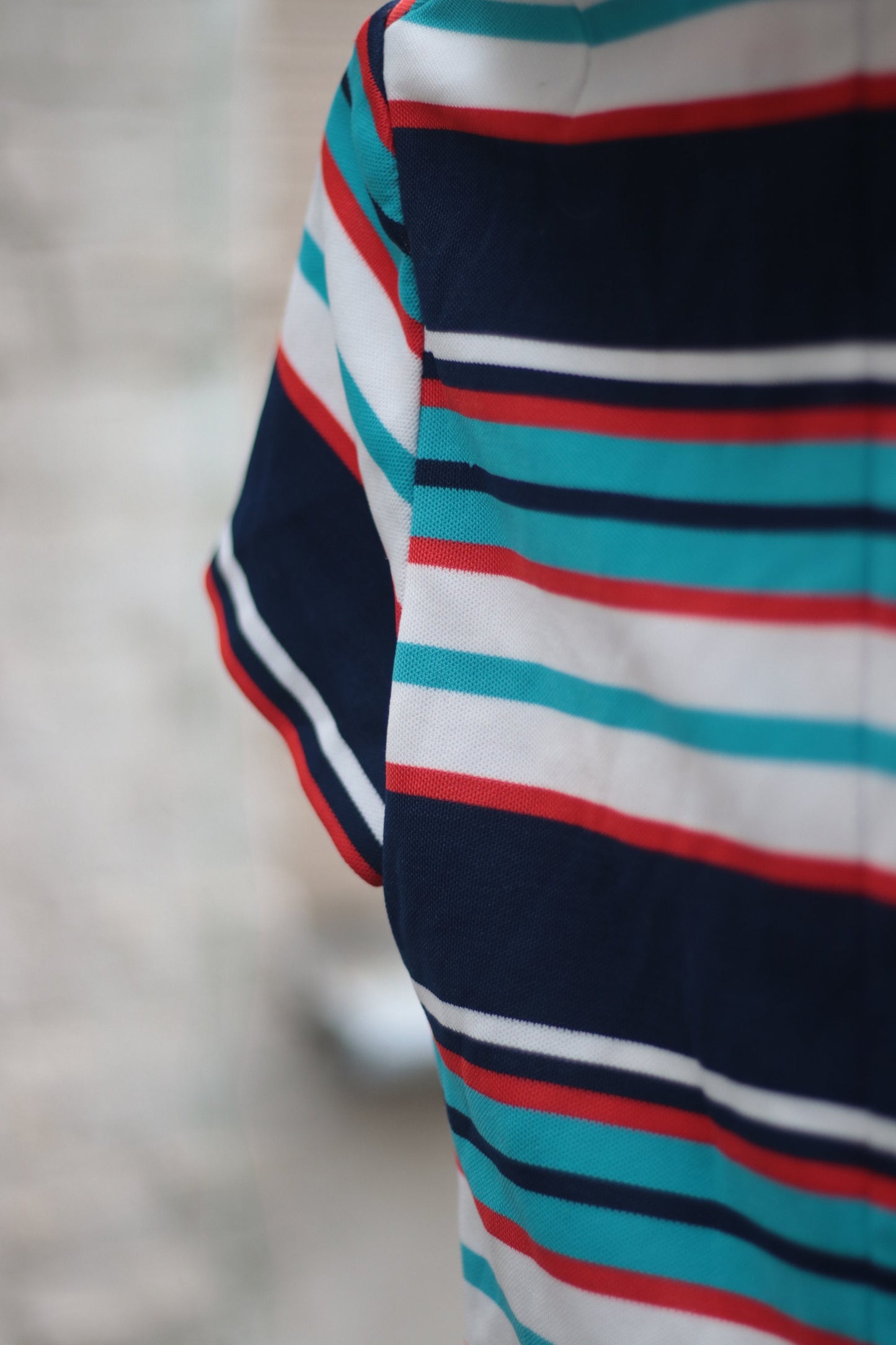 70s Handmade striped dress with statement collar | Vintage Mini Dress with statement stripes