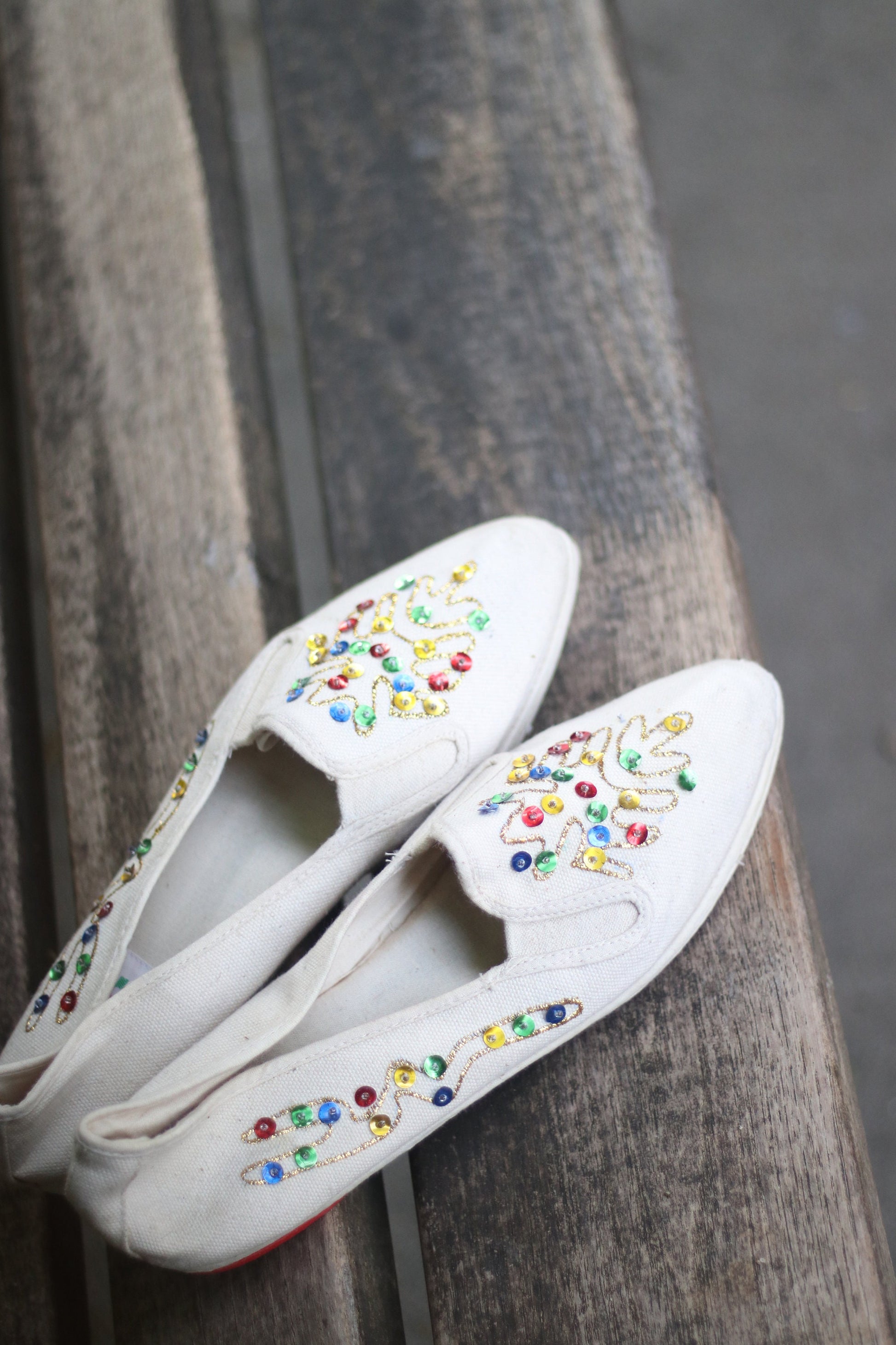 90s El Vaquero Shoes Moccasins Size 39 EU Embellished Sequinned Slip ons details