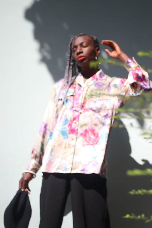 Vintage 90s Moschino Jeans Floral Print Blouse Elegant Chic Size S M