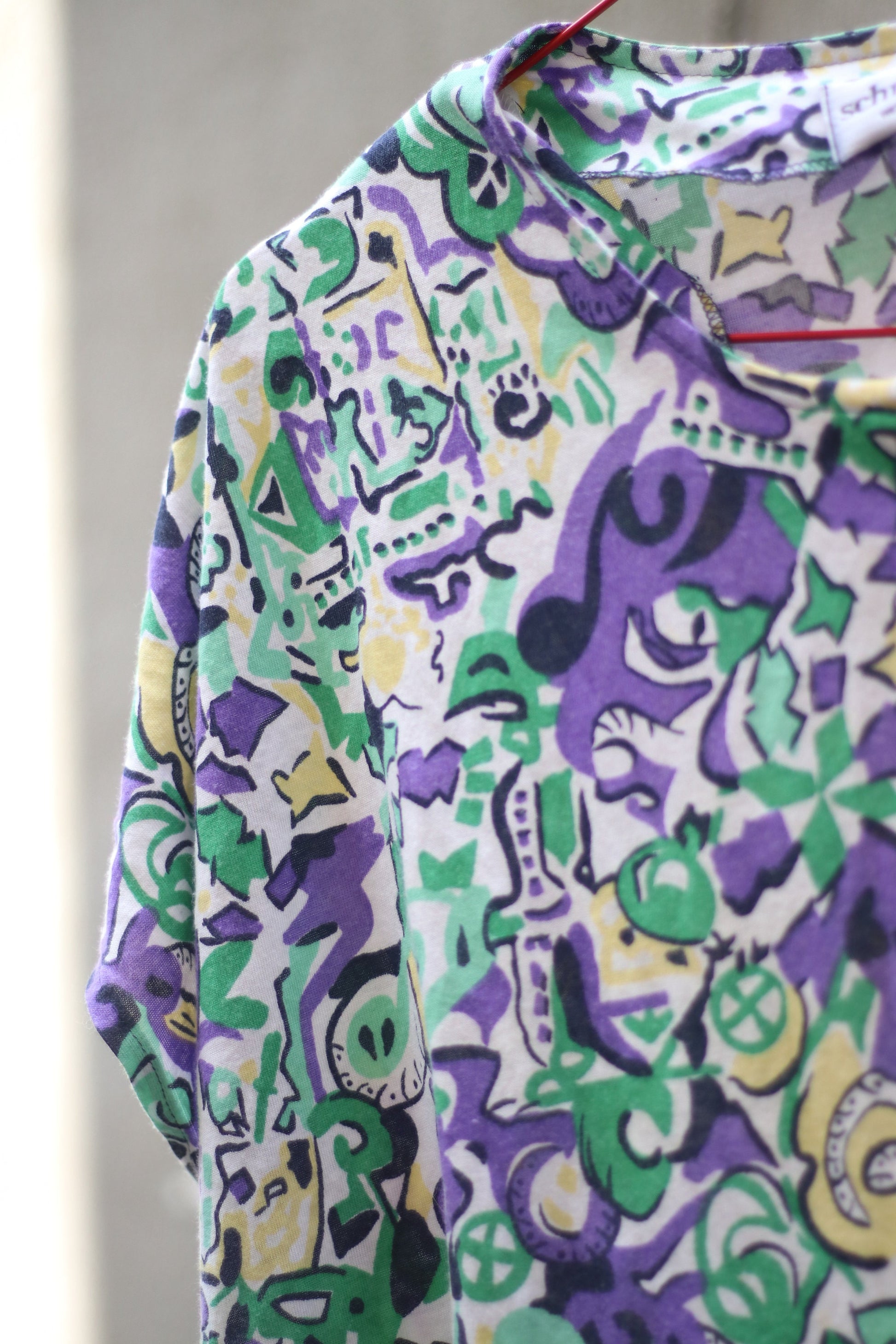 Vintage floral half-sleeved top with Shoulder Pads Made in West Germany