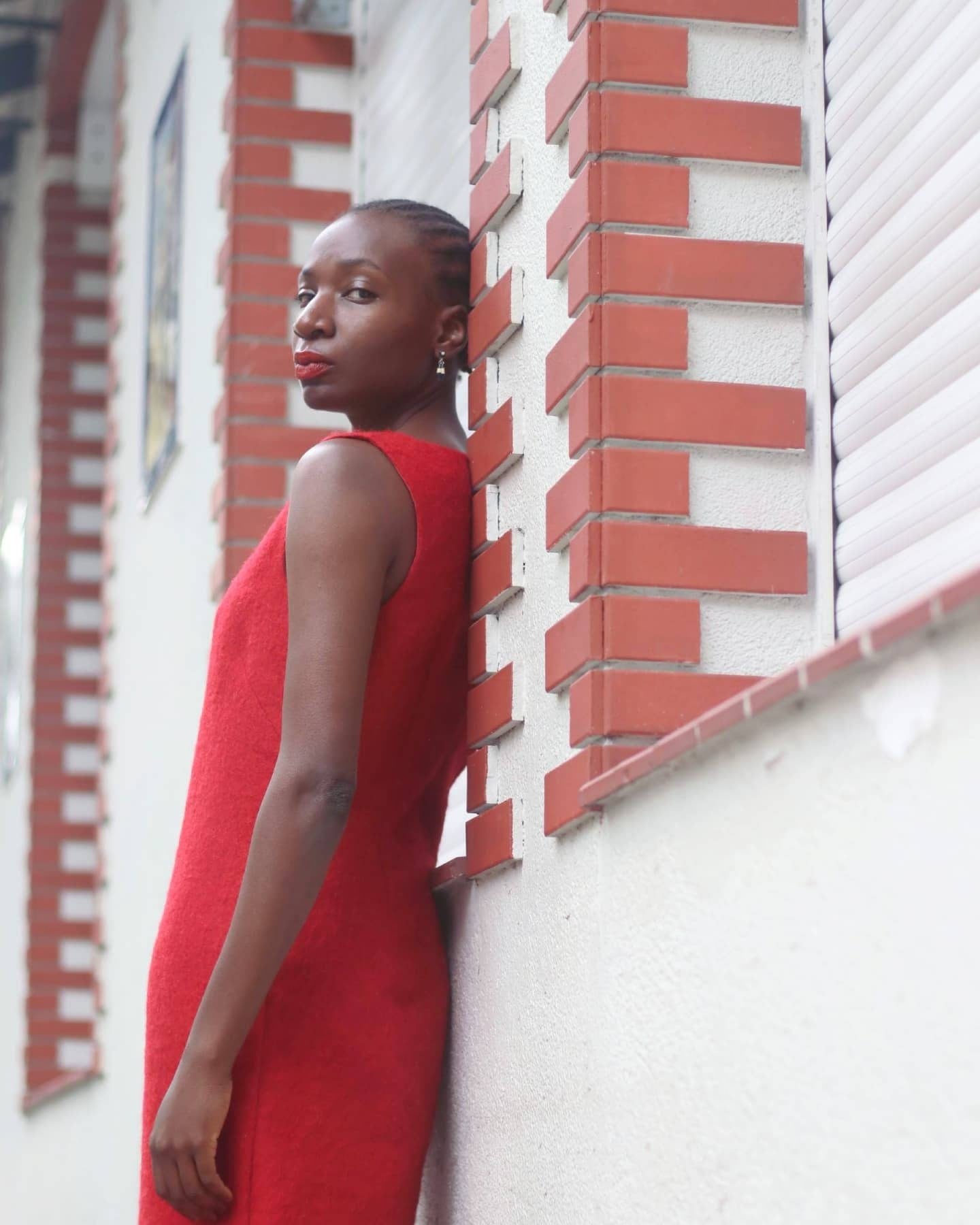 90s Atos Lomardini Red Mohair Blend Dress| Sleeveless Vintage Red Italian Made Dress| Minimalist Winter Frock